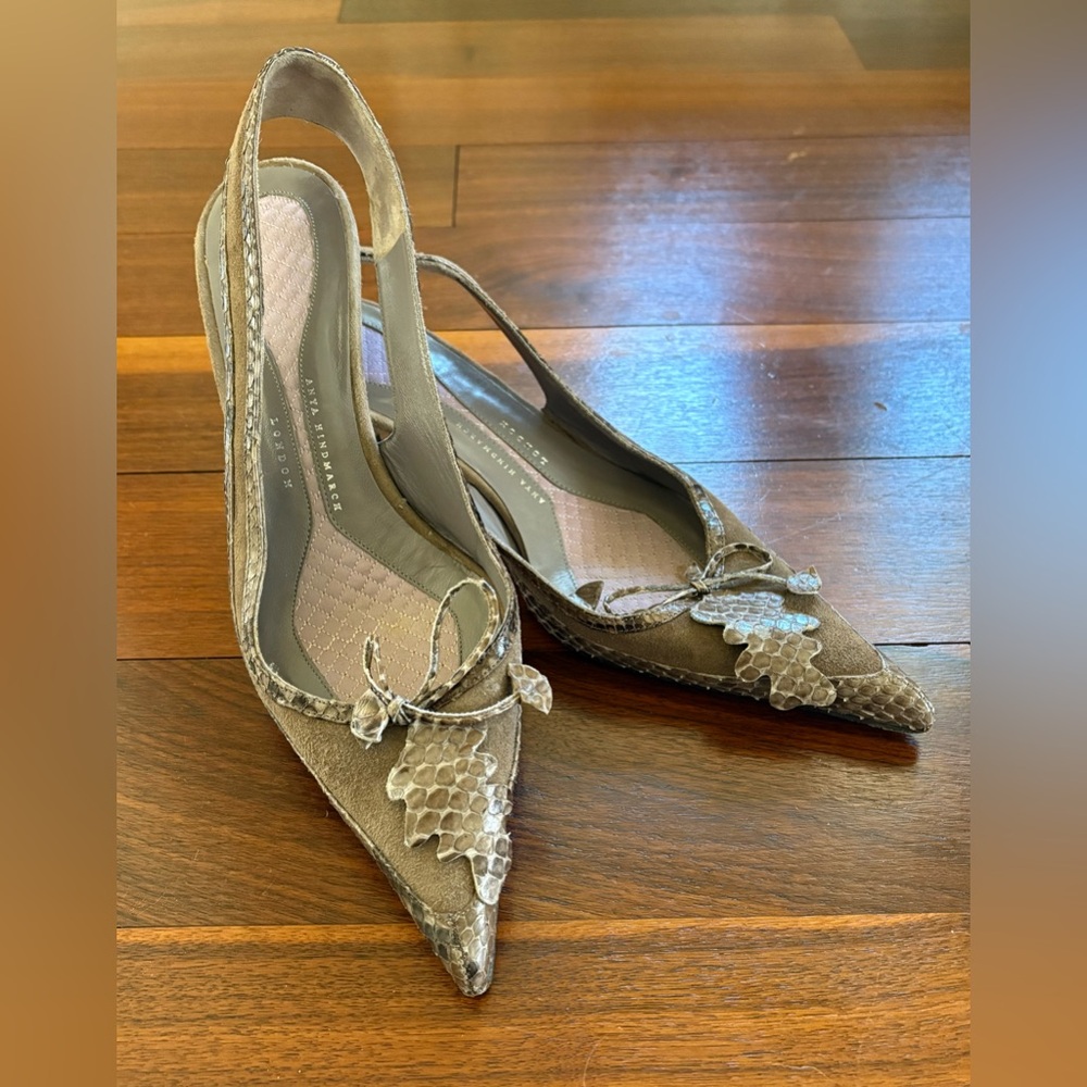 Anya Hindmark London leather animal effect sling back - size 39.5